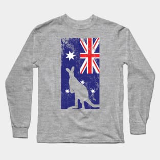 Aussie Flag with Kangaroo - Vintage Grunge Long Sleeve T-Shirt